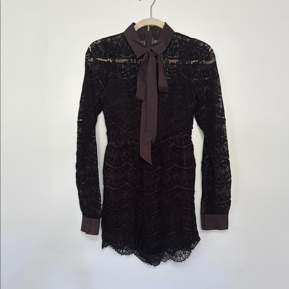 Parker Black Sheath Shorts Romper with Cuffed Sleeves